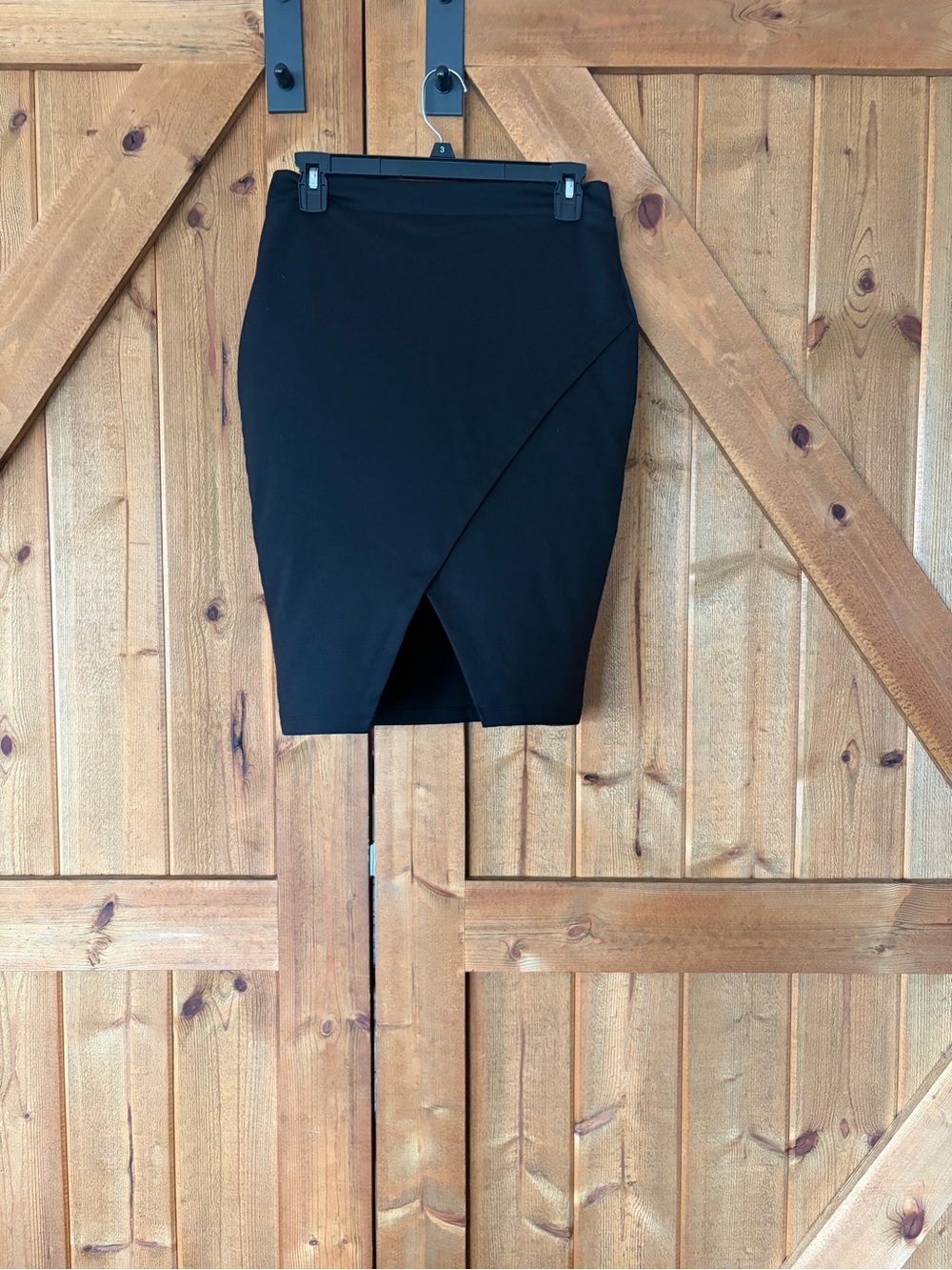 Popular Basics Black Asymmetric Wrap Pencil Skirt